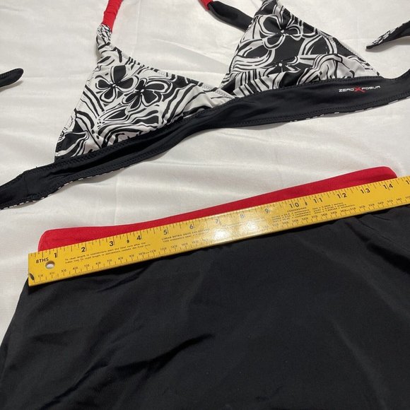 ZEROXPOSUR  Bikini Skirt Swimsuit Woman’s Size 10 Tie Padded Reversible Black - Picture 12 of 12